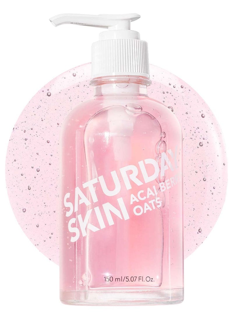 Saturday Skin Hydrating Gentle Facial Gel Cleanser Makeup Remover Sensitive Skin Face Wash Antioxidant Vitamin Brightening Smoothing | Korean Skin Care CICA Acai Berry Oats