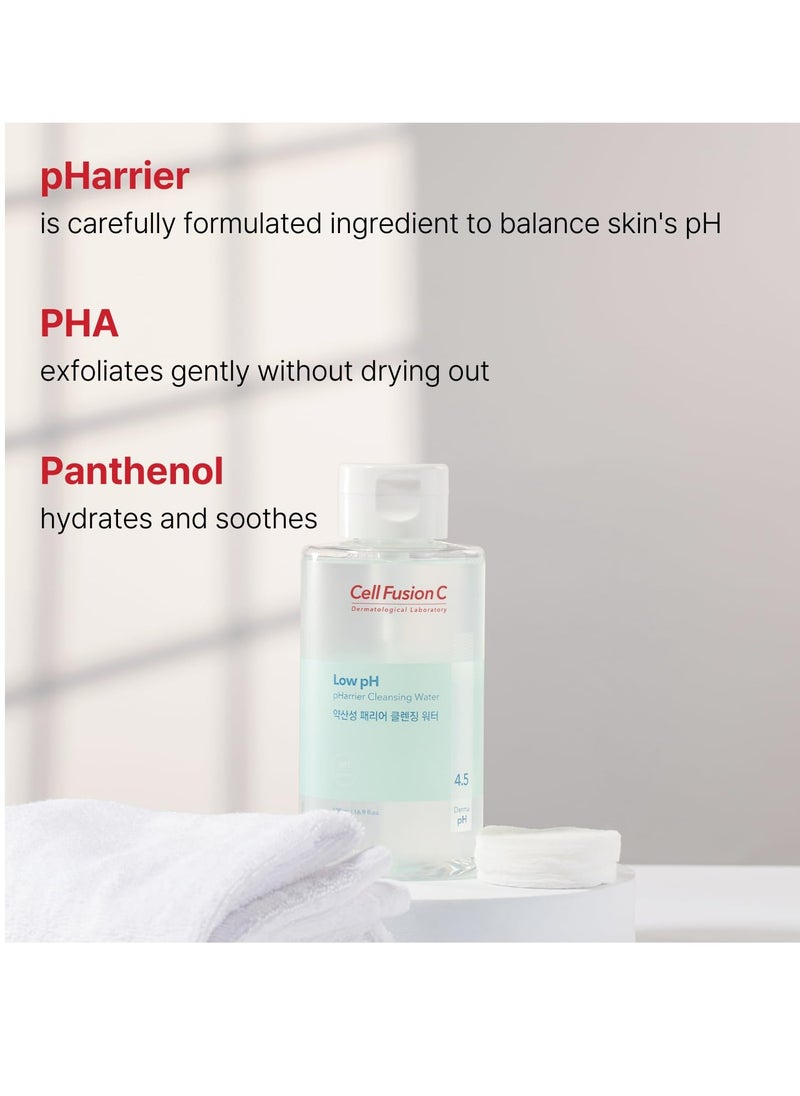 Cell Fusion C Low pH pHarrier Cleansing Water, pH Balancing Cleansing Water for Sensitive Skin, Gentle Exfoliation with PHA, No Eye Irritation, 16.9 fl.oz