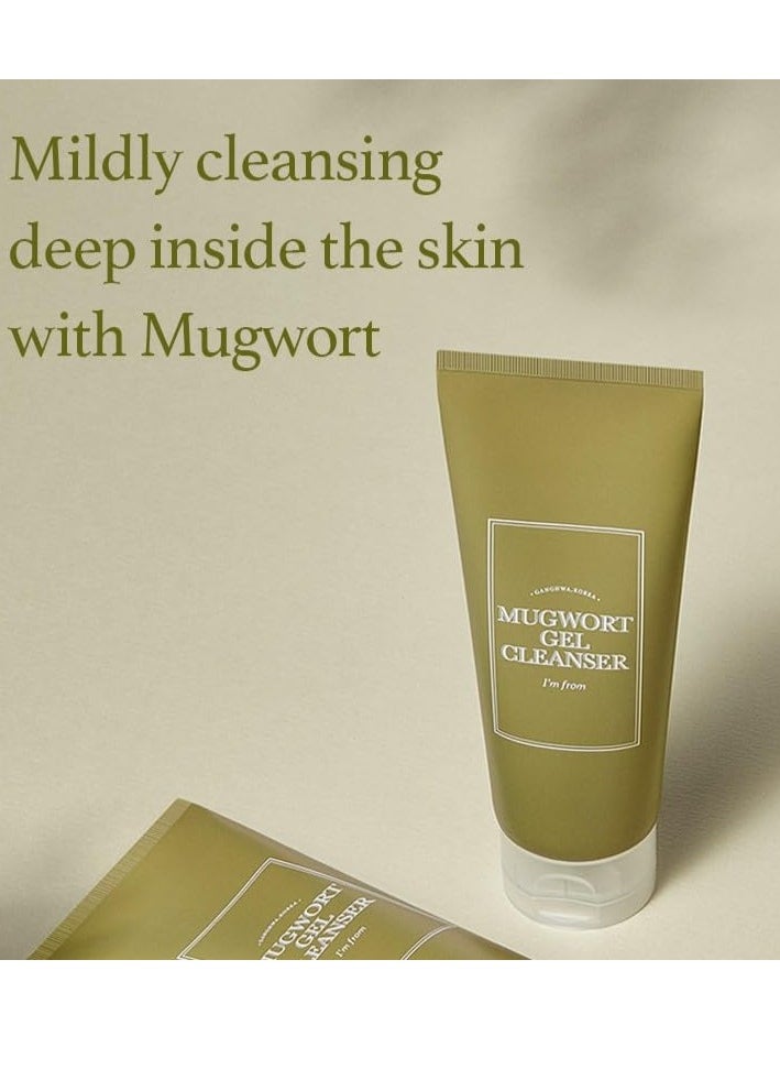 I'm from Mugwort Gel Cleanser 150ml, Mugwort 60%, Calming, Soothing, Mild low pH Korean Face Wash for Sensitive Skin, Irritated Skin, Herbal, Hypoallergenic, Vegan