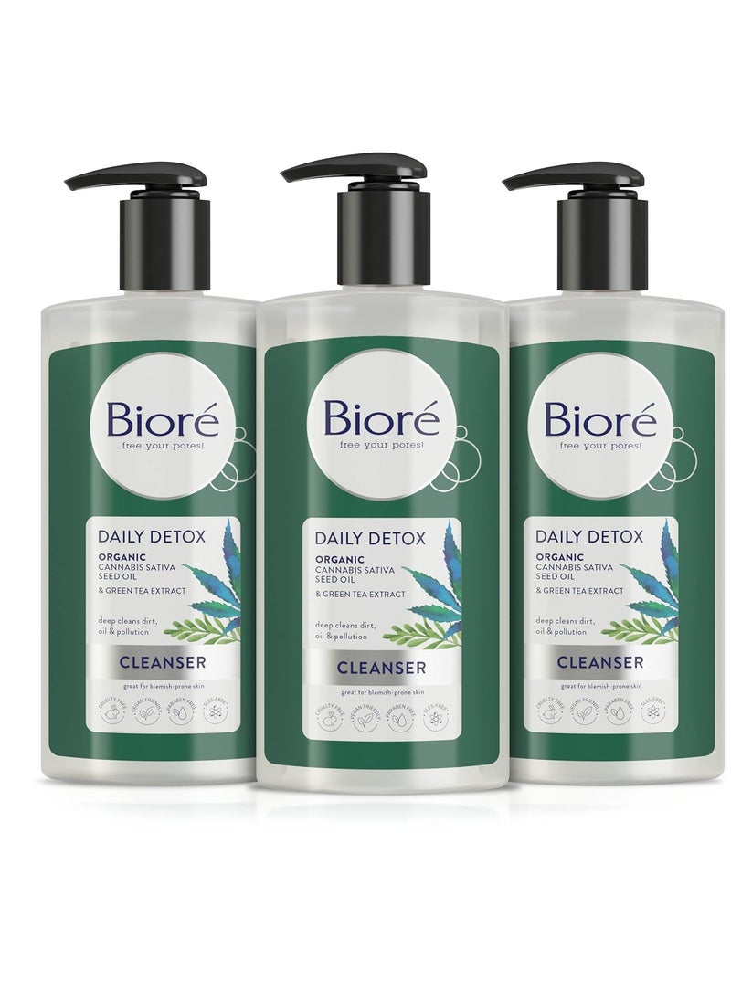 Bioré Detox Face Wash, Acne Facial Cleanser for Blemish Prone Skin, Daily Detox Cleanser, with Organic Hemp Oil and Green Tea Extract, 6.77 Fluid Ounces (3 Pack)