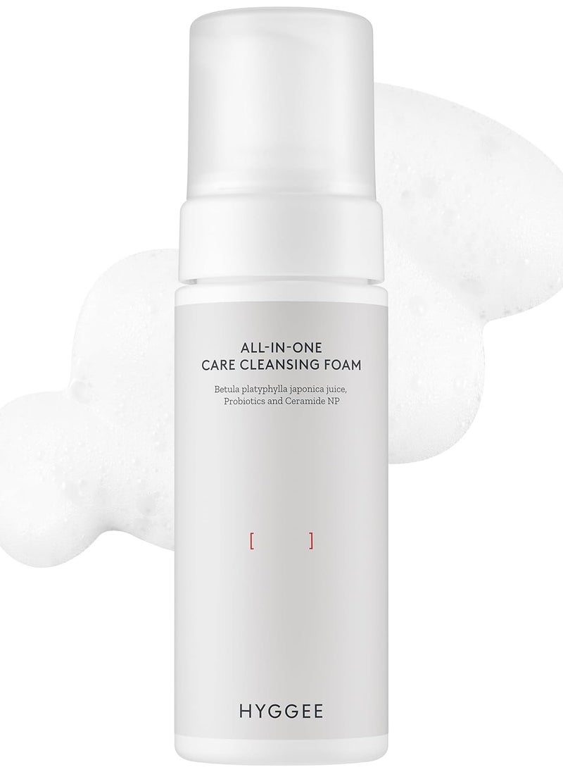 All In One Care Cleansing Foam - Mildly Acidic Skin Irritation Free Micro Bubble Foam Face Cleanser - Moisturizing and Gentle Pore Cleansing with Brich Sap and Probiotics, 5.3 fl.oz.