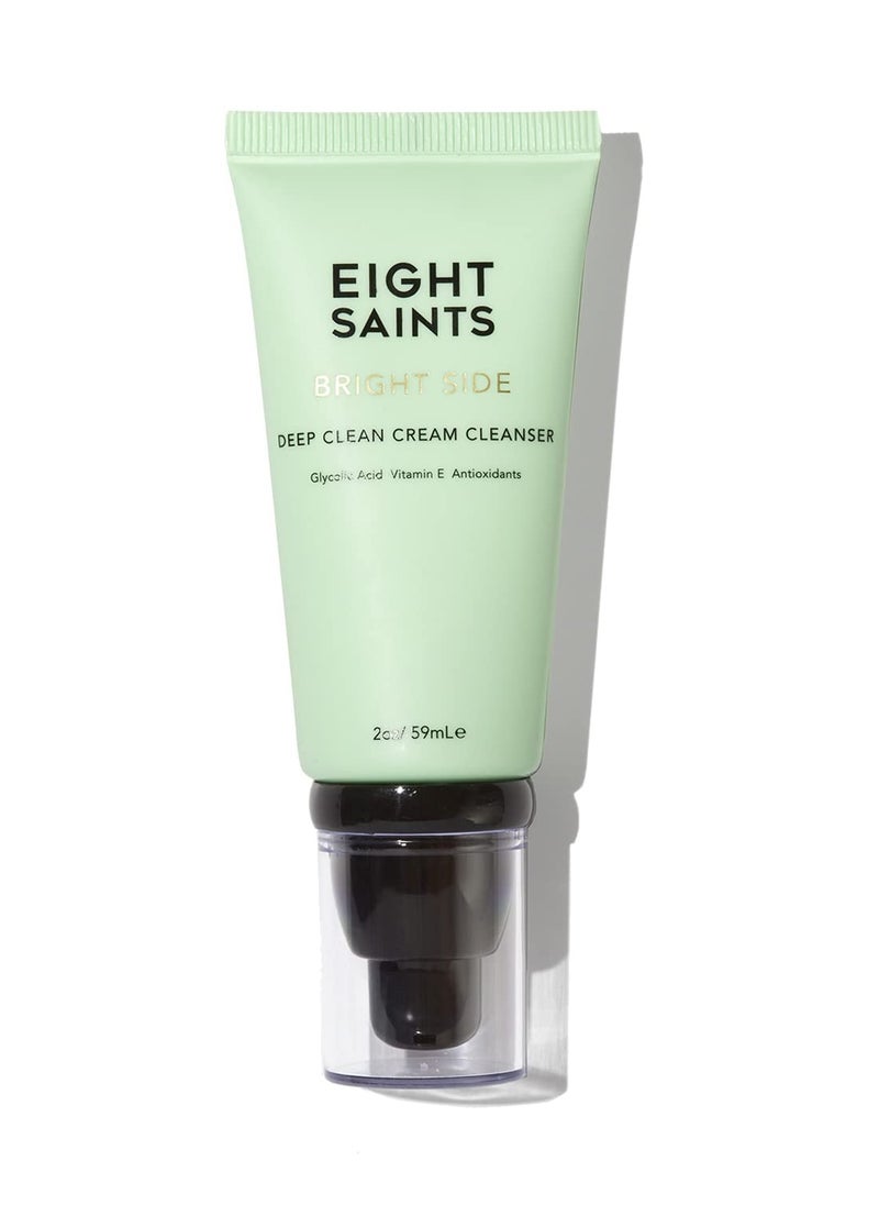 Eight Saints Bright Side Cream Facial Cleanser, Moisturizing Non-Foaming Daily Face Wash, Natural and Organic, Gentle and Effective Facial Cleanser, Makeup Remover, Nourishing and Hydrating, 2oz