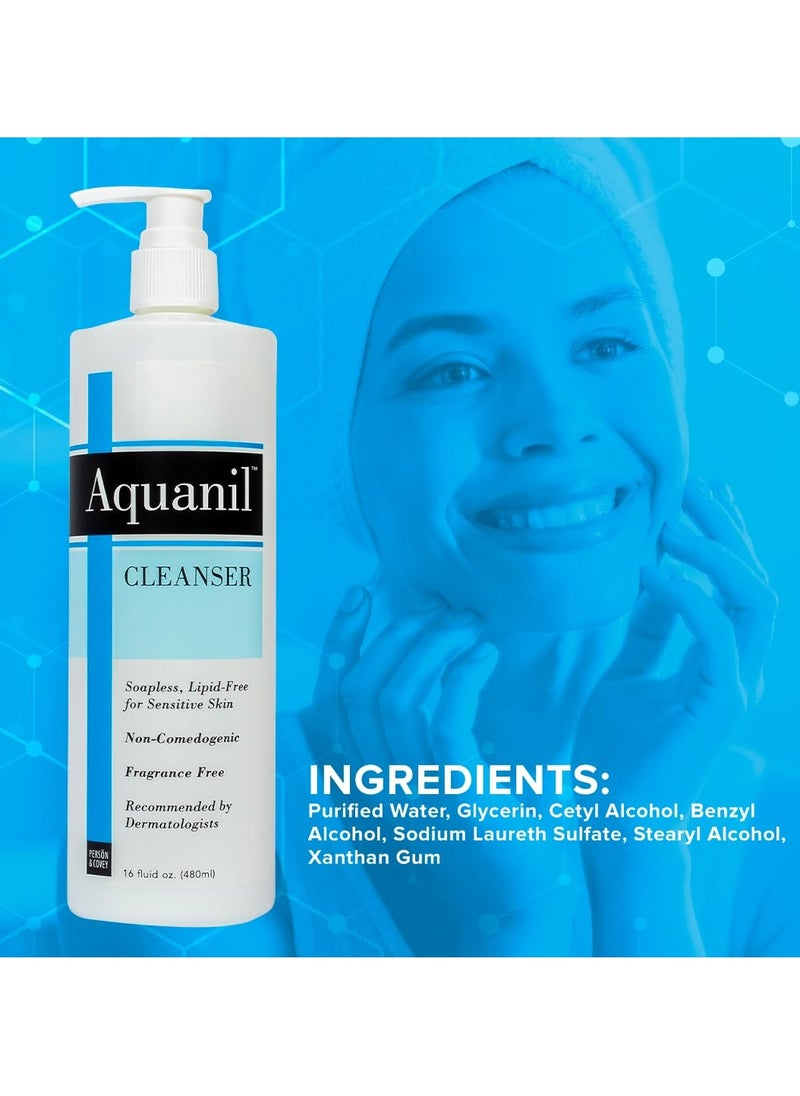 Person & Covey Aquanil Cleanser - Lipid-Free Sensitive Skin Cleanser, Non-Comedogenic Gentle Cleanser - Soap Free Cleanser with 7 Ingredients, Fragrance-Free Skin Care Cleanser - 3 Pack, 16 Fl. Oz.