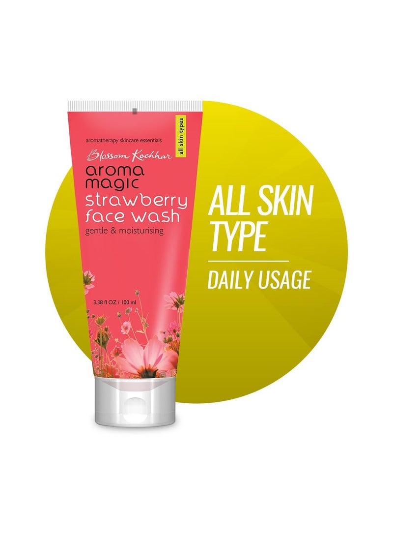 Aroma Magic Strawberry Face Wash | Gentle & Moisturizing Facial Cleanser | Non-Drying Face Wash | Hydrates & Purifies Skin | for All Skin Types | 3.38 Fl Oz/100ml