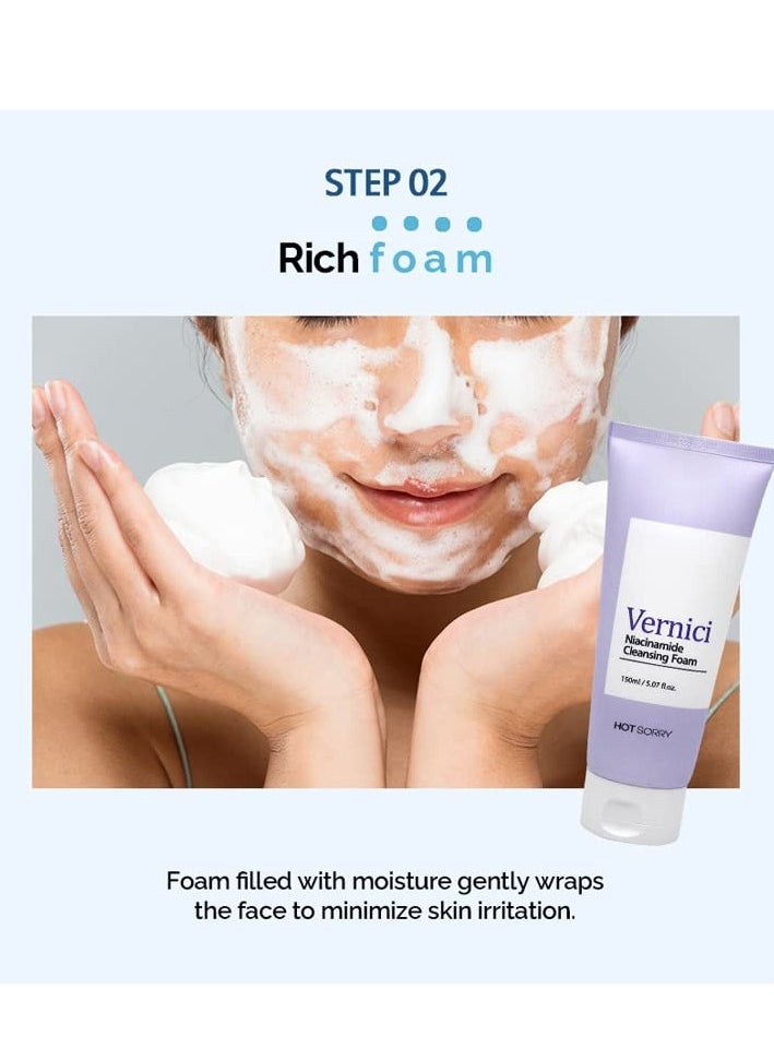 Vernici Niacinamide Cleansing Foam 5.07 fl.oz(150ml) | Soft Bubble | Moisturizing | Korean Cleansing Wash | k-beauty | (Niacinamide)