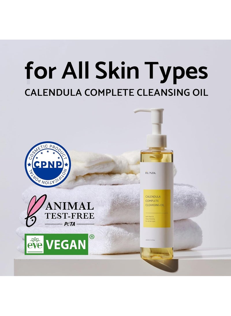 IUNIK Calendula Jojoba Oil Cleanser Gentle Makeup Remover Pore Cleansing Oil & Centella Mild Facial Foaming Cleanser Non-stripping pH balancing Moisturizing Double Cleansing Kit Korean Skincare
