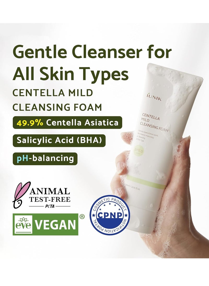 IUNIK Calendula Jojoba Oil Cleanser Gentle Makeup Remover Pore Cleansing Oil & Centella Mild Facial Foaming Cleanser Non-stripping pH balancing Moisturizing Double Cleansing Kit Korean Skincare