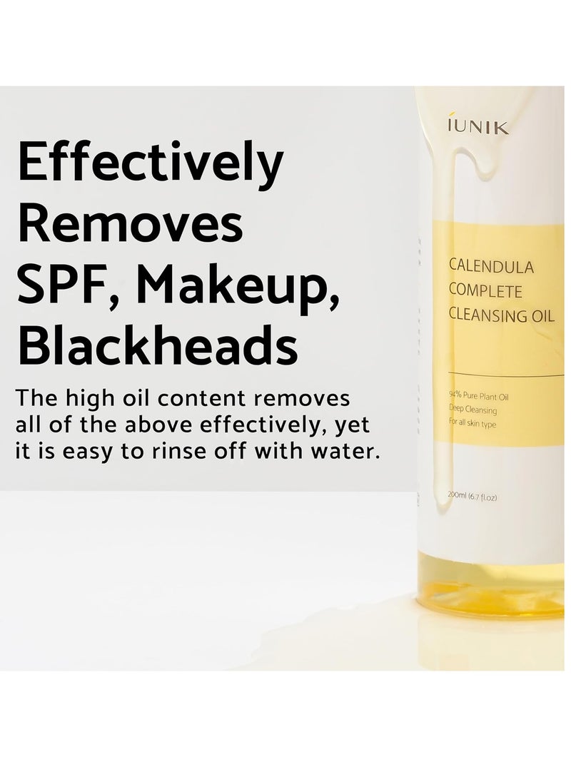 IUNIK Calendula Jojoba Oil Cleanser Gentle Makeup Remover Pore Cleansing Oil & Centella Mild Facial Foaming Cleanser Non-stripping pH balancing Moisturizing Double Cleansing Kit Korean Skincare