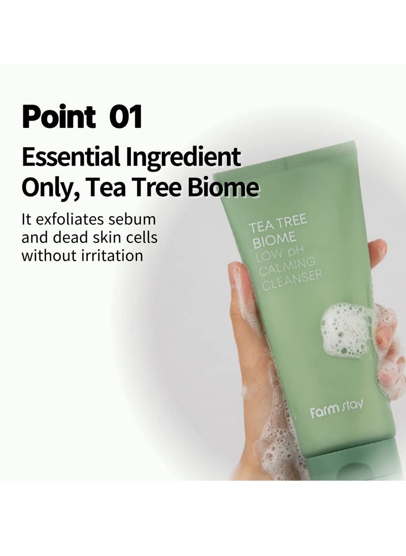 FARMSTAY Tea Tree Biome Low pH Calming Cleanser - Daily Facial Cleanser for Sensitive Skin, Korean Skin Care, Hydrating and Soothing Face skin, Acne Free Cleansing Foam, Gentle Facial Cleanser, for