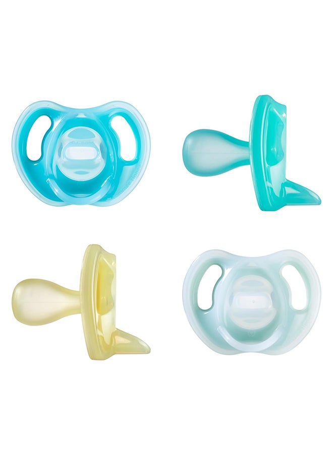 Ultra-Light Silicone Pacifier, Symmetrical One-Piece Design, Bpa-Free Silicone Binkies, 6 - 18 Months, 4 Pieces