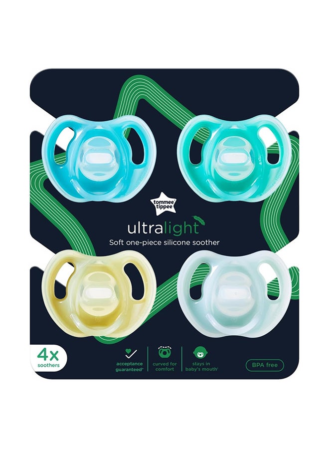 Ultra-Light Silicone Pacifier, Symmetrical One-Piece Design, Bpa-Free Silicone Binkies, 6 - 18 Months, 4 Pieces