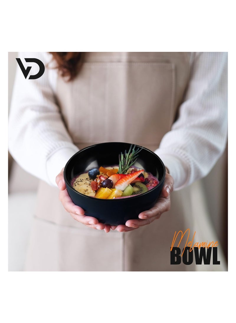 Melamine Bowls Cereal Bowls Set Unbreakable Melamine Classic Bowls Set Of 3 Bowls Set For Breakfast Lunch Dinner Dishwasher Safe Black