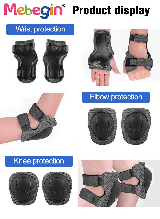 7 Pcs Multi-Sport Protective Gear Set with Adjustable Helmet Knee and Elbow Pads Wrist Guards fit for Multi Sports Scooter, Skateboarding, Biking, Roller Skating Black