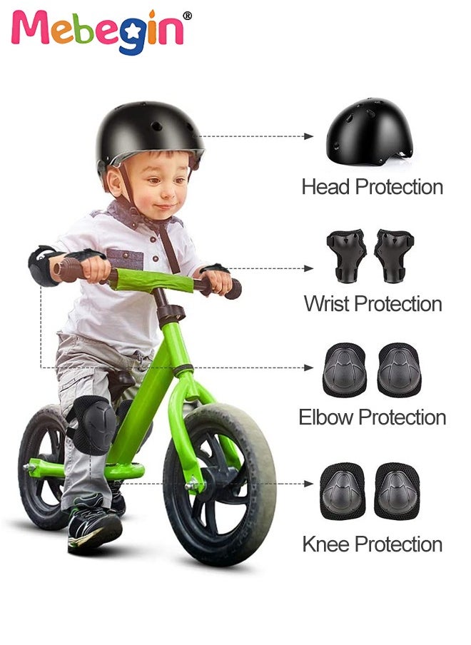 7 Pcs Multi-Sport Protective Gear Set with Adjustable Helmet Knee and Elbow Pads Wrist Guards fit for Multi Sports Scooter, Skateboarding, Biking, Roller Skating Black