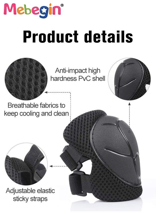 7 Pcs Multi-Sport Protective Gear Set with Adjustable Helmet Knee and Elbow Pads Wrist Guards fit for Multi Sports Scooter, Skateboarding, Biking, Roller Skating Black