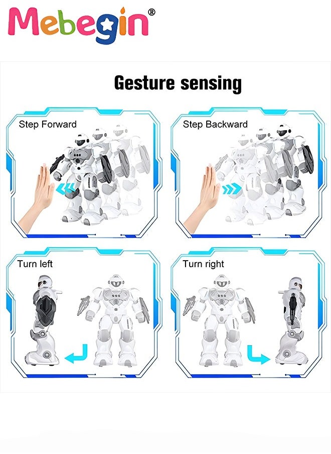 Remote Control Robot with Songs, Stories and Light, Intelligent Programmable Robot with Control Handle and Gesture Sensing, Multifunctional Companion Robot with Moving Arms and Legs, 2 AA Batteries