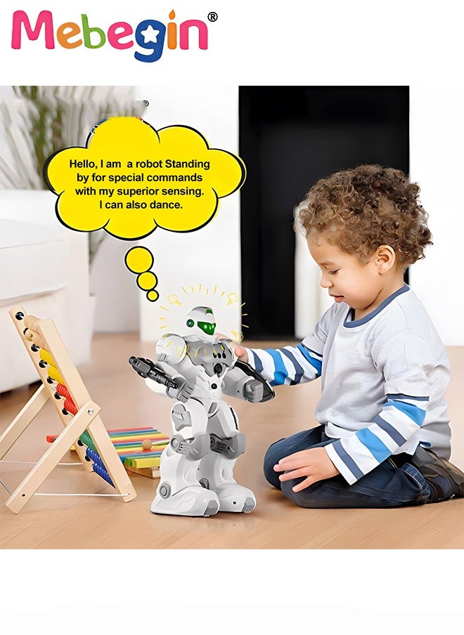 Remote Control Robot with Songs, Stories and Light, Intelligent Programmable Robot with Control Handle and Gesture Sensing, Multifunctional Companion Robot with Moving Arms and Legs, 2 AA Batteries