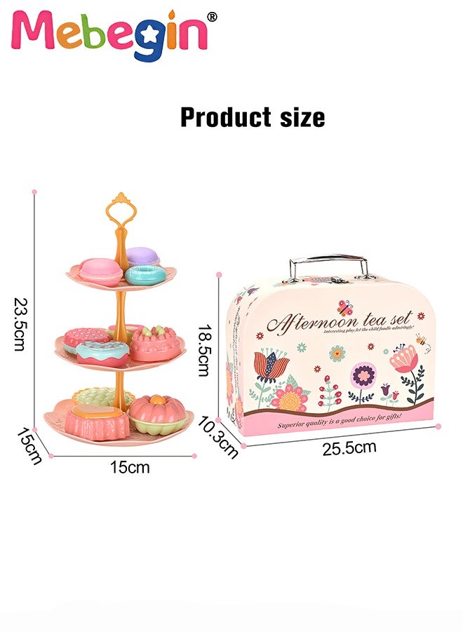 Tea Set for Little Girls, Birthday Gift for Age 3+ Years Old, Toddler Toys Tea Party Set for Little Girls, Princess Kids Kitchen Pretend Toy with Tin Tea Set, Desserts u0026 Carrying Case