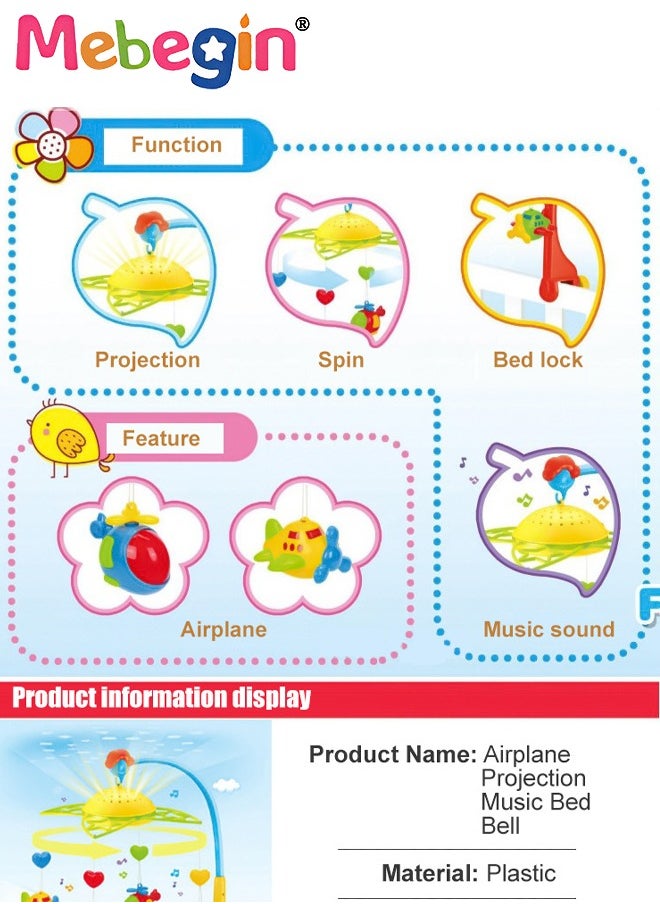 Baby Crib Mobile with Music and Projection, Universal Crib Attachment, Adorable crib hanging toys, Multifunctional Hanging Toys, Ideal Nursery Toy for Babies, 2 AA Batteries Required(Not Included)