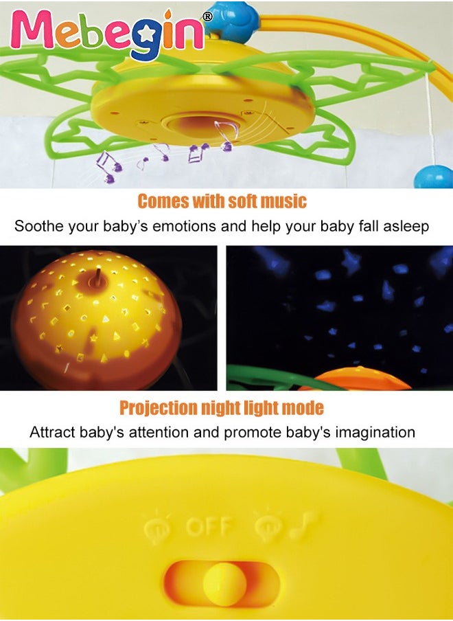 Baby Crib Mobile with Music and Projection, Universal Crib Attachment, Adorable crib hanging toys, Multifunctional Hanging Toys, Ideal Nursery Toy for Babies, 2 AA Batteries Required(Not Included)