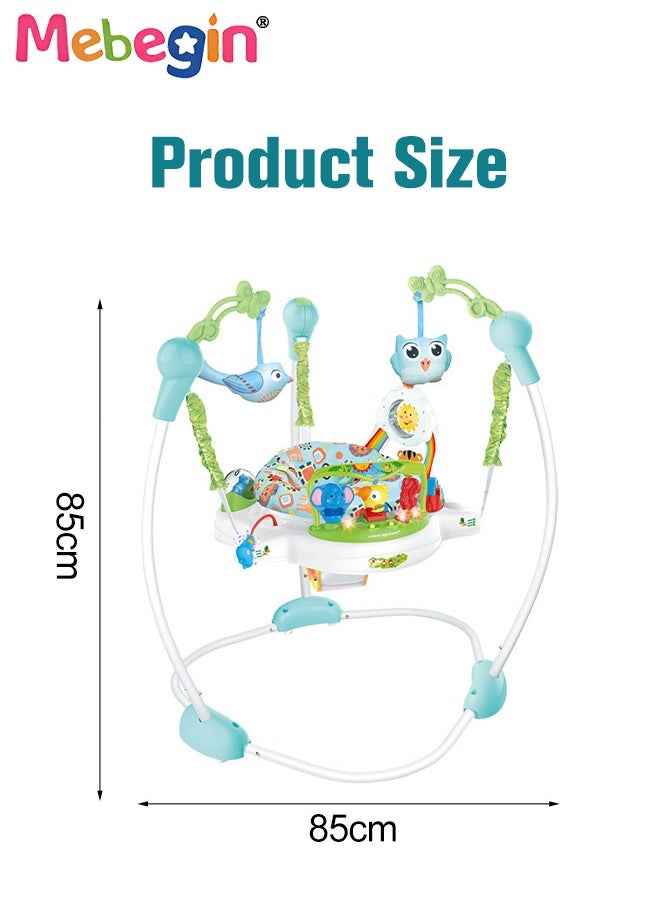 Multifunctional Baby Jumper, Educational Activity Jumper and Floor Toy, Baby Activity Center Equipped with Animal Pendant and Music, Colorful Fun Developmental Toys, Comfortable 360 Degree Rotating