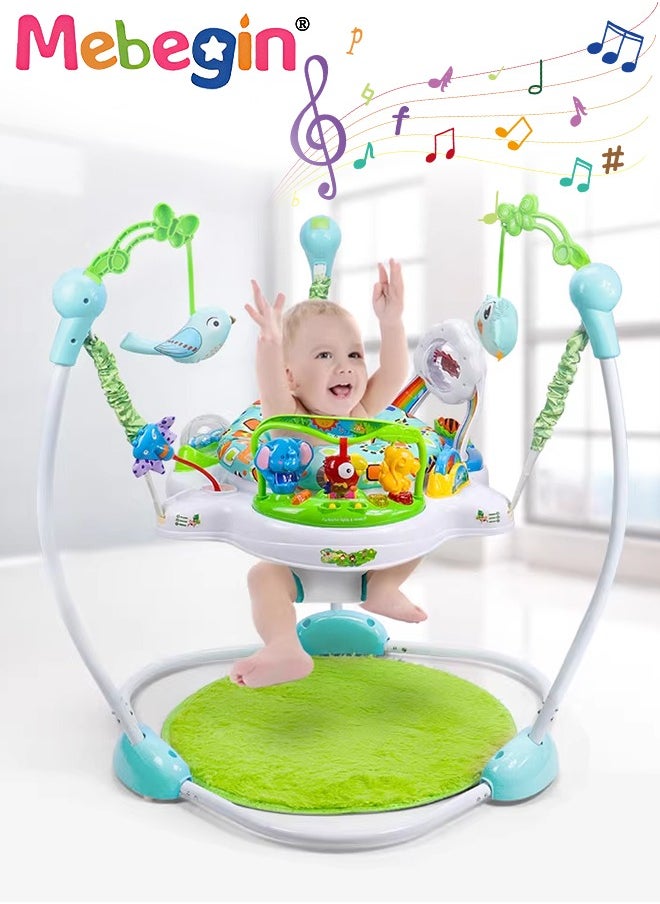 Multifunctional Baby Jumper, Educational Activity Jumper and Floor Toy, Baby Activity Center Equipped with Animal Pendant and Music, Colorful Fun Developmental Toys, Comfortable 360 Degree Rotating