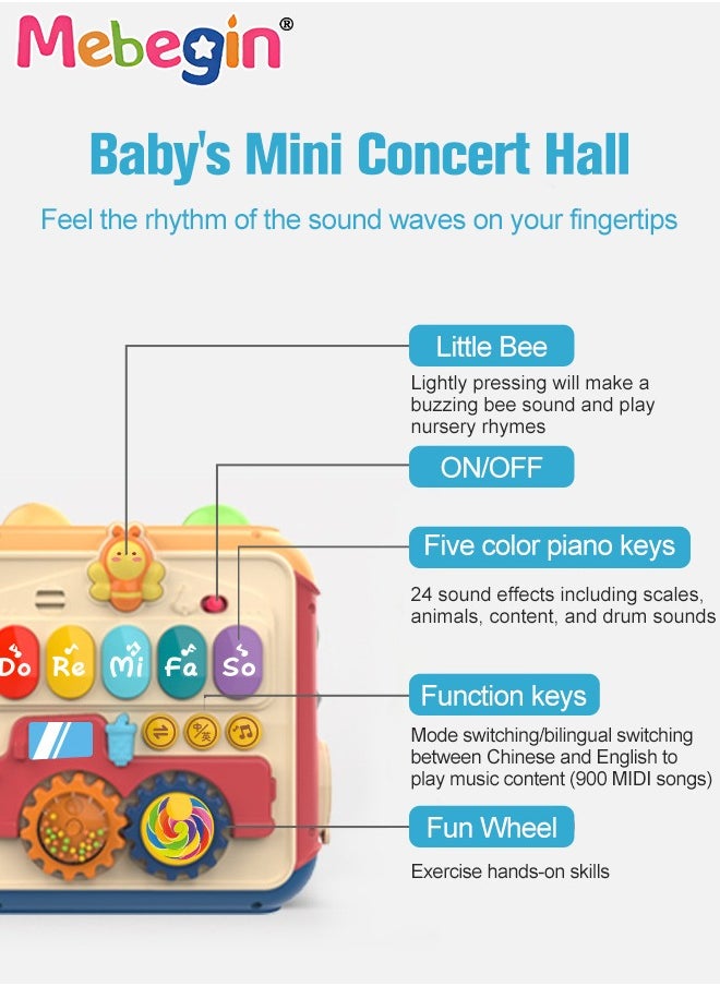 Toy Activity Cube for Baby 7-in-1 Hands Drum Bead Maze Shape Sorter Toy with Light and Music Easy-to-Grip Shapes Early Educational Activity Toy for Toddlers Birthday Gift for Boys Girls 2 +