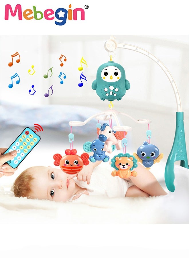 Baby Crib Mobile with Music and Light, Universal Crib Attachment, Remote Control Bed Bell, Adorable Crib Hanging Toys, Multifunctional Hanging Toys, Ideal Nursery Toy for Babies