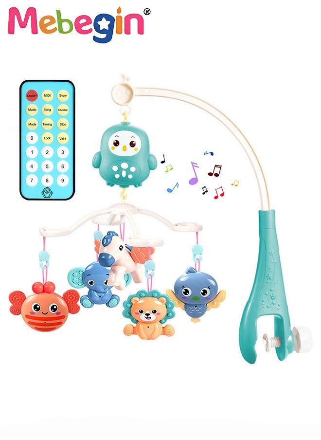 Baby Crib Mobile with Music and Light, Universal Crib Attachment, Remote Control Bed Bell, Adorable Crib Hanging Toys, Multifunctional Hanging Toys, Ideal Nursery Toy for Babies