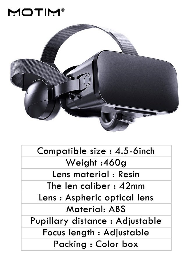 VR Headset + Y1 Joystick, 3D VR Virtual Reality Headset for Movies and Games, Thousand Magic Mirror, An-ti Bluelight VR Glasses Goggles Helmet, Adjustable Pupil Object Distan for Smartphone