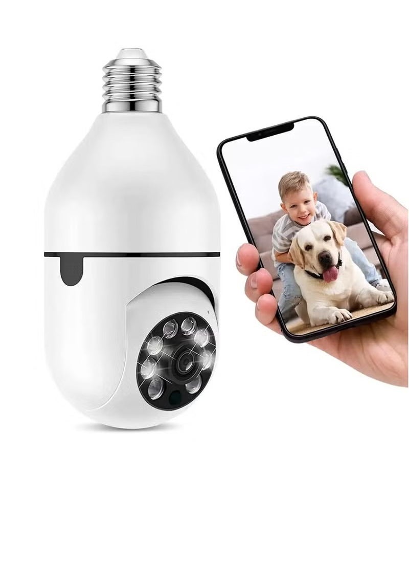 2 Pcs 1080P Security Camera Wi-Fi Light Bulb Camera Pan Tilt Surveillance CCTV Camera With Voice Intercom Motion Detection And Alerts Remote View Night Vision For Indoor Outdoor Use