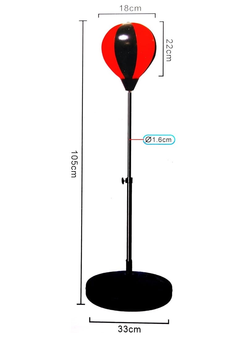 Adjustable Boxing Speed Ball Stand, 105cm Height, Red and Black Punching Ball, 33cm Base