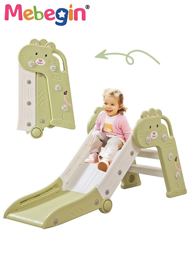 Folding Slide with Adorable Appearance, Freestanding Climber Playset, Durable Sturdy Slide with Three-stage Slide Design, Solid Base, Smooth Edges and Corners, Indoor and Outdoor Use, Ideal Gifts fo