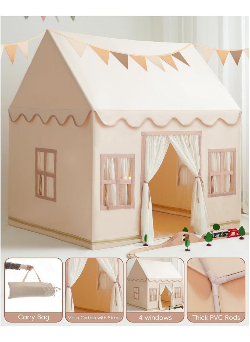 Kids Castle Play Tent, Washable Mat And Lights Indoor Outdoor Fun