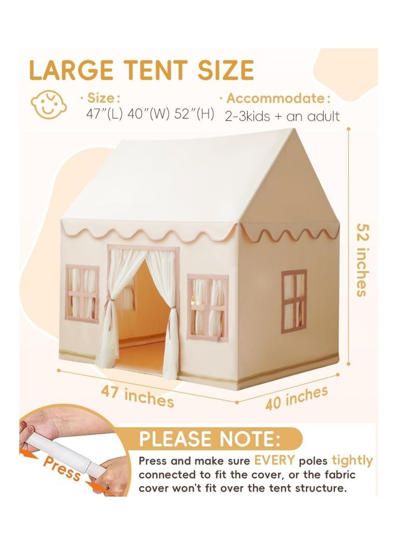 Kids Castle Play Tent, Washable Mat And Lights Indoor Outdoor Fun