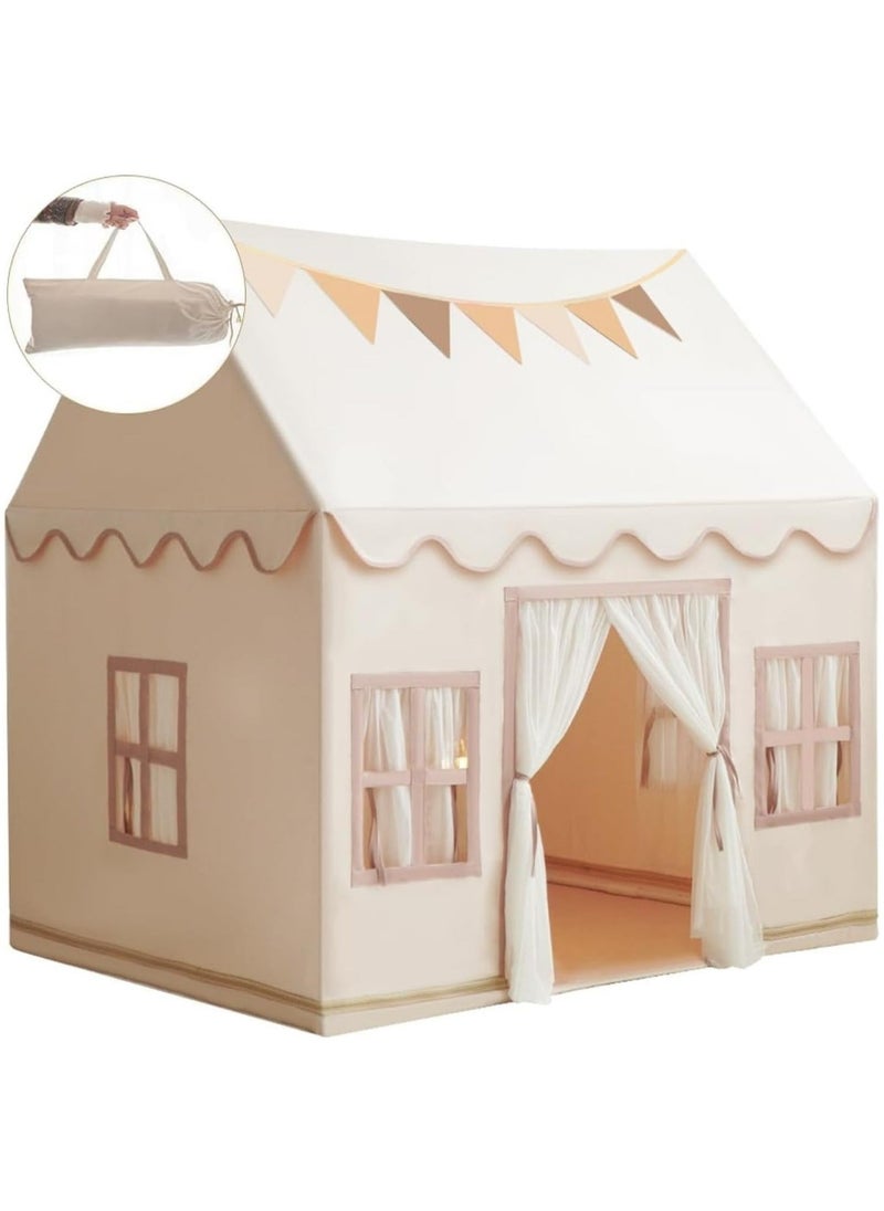 Kids Castle Play Tent, Washable Mat And Lights Indoor Outdoor Fun