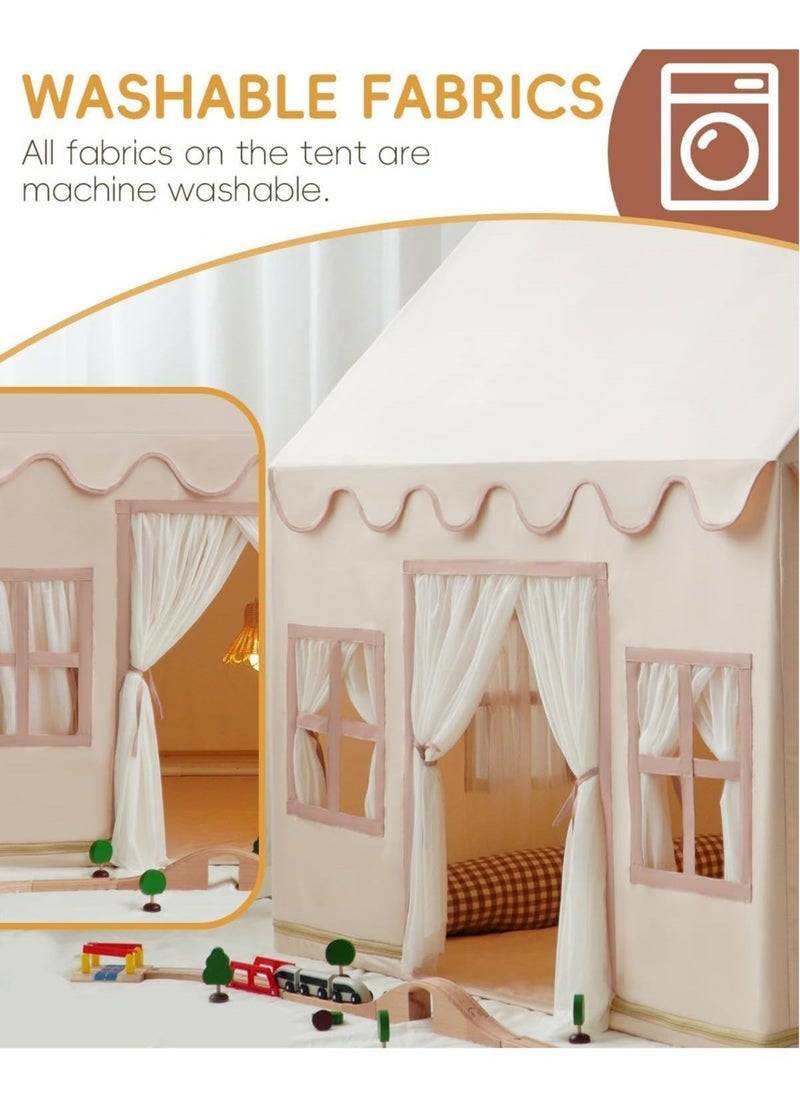 Kids Castle Play Tent, Washable Mat And Lights Indoor Outdoor Fun