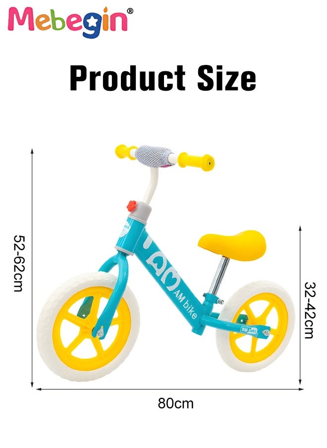 Kids Balance Bike without Pedal, Lightweight Push Bike with Adjustable Handlebar and Soft Seat, Sturdy No Pedal Bike, Early Learning Interactive Push Bicycle, Toddler Training Bike, Ideal First Bike