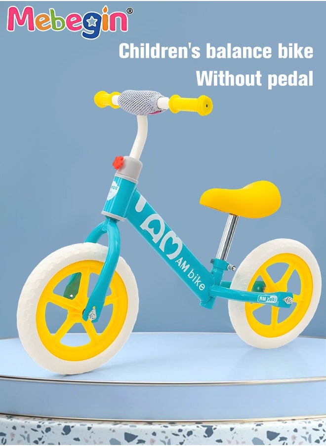 Kids Balance Bike without Pedal, Lightweight Push Bike with Adjustable Handlebar and Soft Seat, Sturdy No Pedal Bike, Early Learning Interactive Push Bicycle, Toddler Training Bike, Ideal First Bike