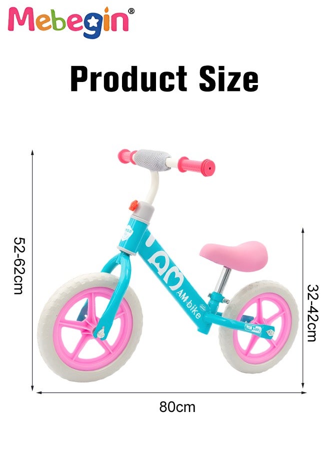 Kids Balance Bike without Pedal, Lightweight Push Bike with Adjustable Handlebar and Soft Seat, Sturdy No Pedal Bike, Early Learning Interactive Push Bicycle, Toddler Training Bike, Ideal First Bike