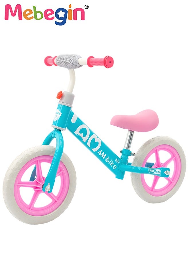 Kids Balance Bike without Pedal, Lightweight Push Bike with Adjustable Handlebar and Soft Seat, Sturdy No Pedal Bike, Early Learning Interactive Push Bicycle, Toddler Training Bike, Ideal First Bike