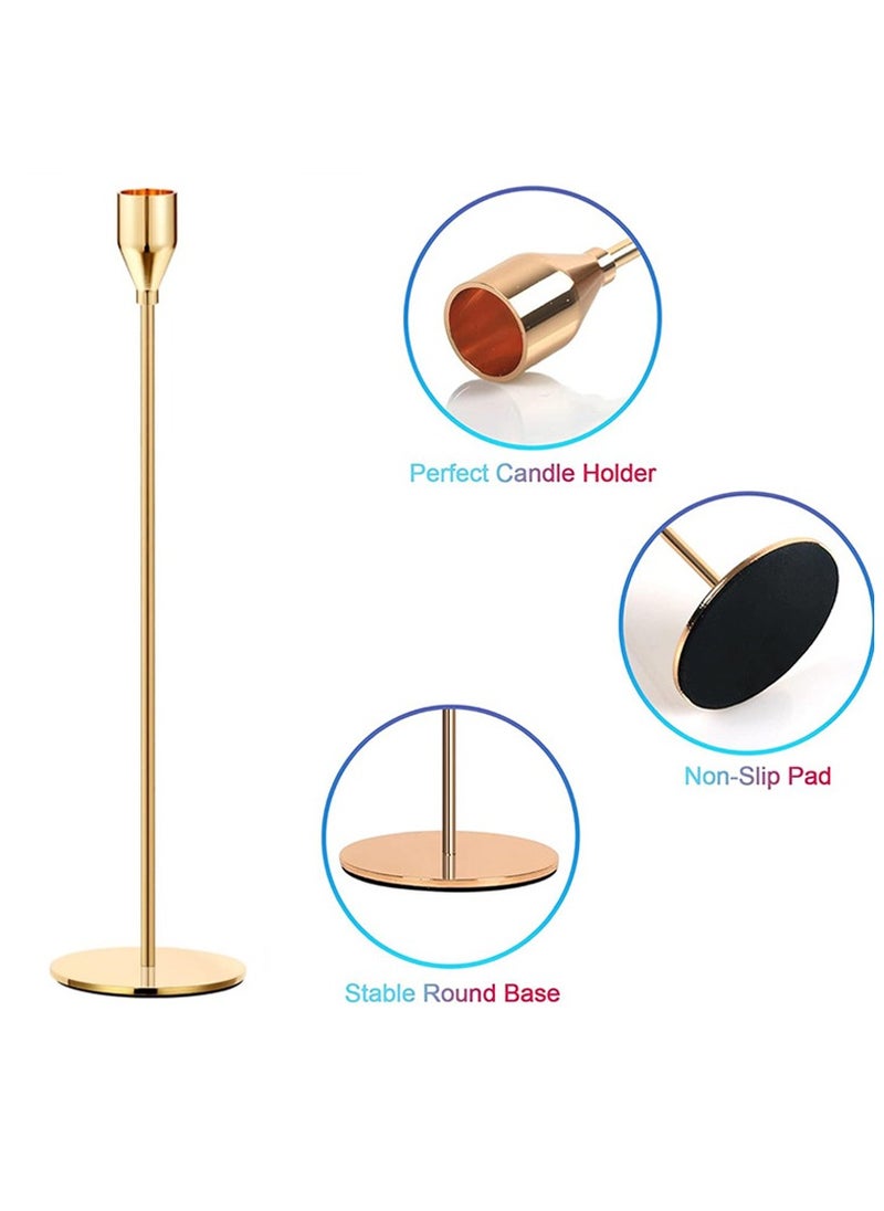 3-Piece  Metal Candle Stick Holders Set Gold