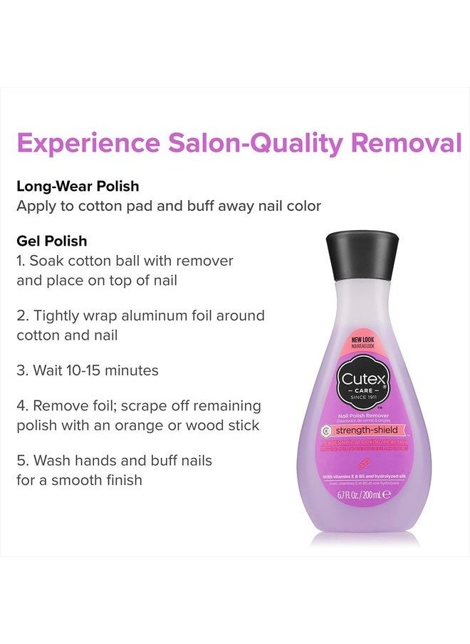 Nail Polish Remover, Strength Shield, Leaves Nails Looking Healthy, Contains Vitamins E, B5 & Hydrolyzed Silk, 6.76 Fl Oz