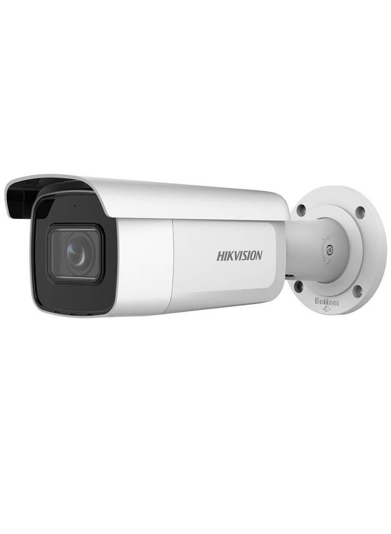 6 MP AcuSense Motorized Varifocal Bullet Network Camera, 2.8 to 12mm Motorized Varifocal Lens, H.265+, 120 dB True WDR, H.265+ Compression, IP67 / IK10 Protection, White | DS-2CD2663G2-IZS