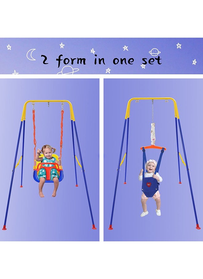 3-in-1 Swing Set Baby Jumper and Bouncers for Toddler Baby Swing is Suitable for Indoor and Outdoor Play with a Foldable Metal Stand for Easy Storage and Comes with Instructions for Easy Assembly