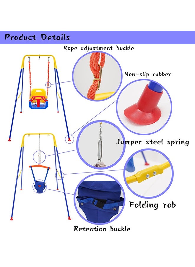 3-in-1 Swing Set Baby Jumper and Bouncers for Toddler Baby Swing is Suitable for Indoor and Outdoor Play with a Foldable Metal Stand for Easy Storage and Comes with Instructions for Easy Assembly