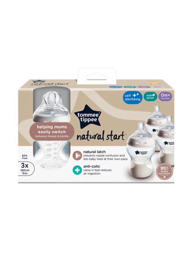 Pack Of 3 Baby Feeding Bottle 260 ML, 0 Months +