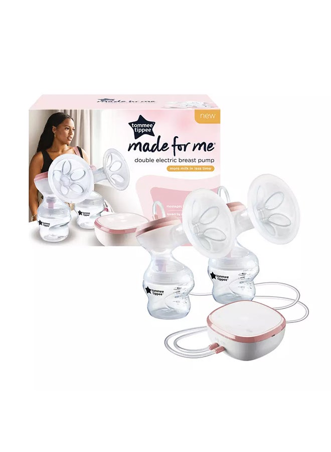 Made for Me Double Electric Breast Pump, Massaging Silicone Cup, USB Rechargeable, Quiet, Portable, Express Modes, Baby Bottle Included