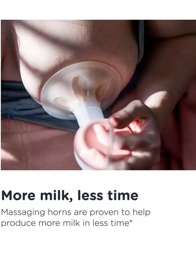 Made for Me Double Electric Breast Pump, Massaging Silicone Cup, USB Rechargeable, Quiet, Portable, Express Modes, Baby Bottle Included