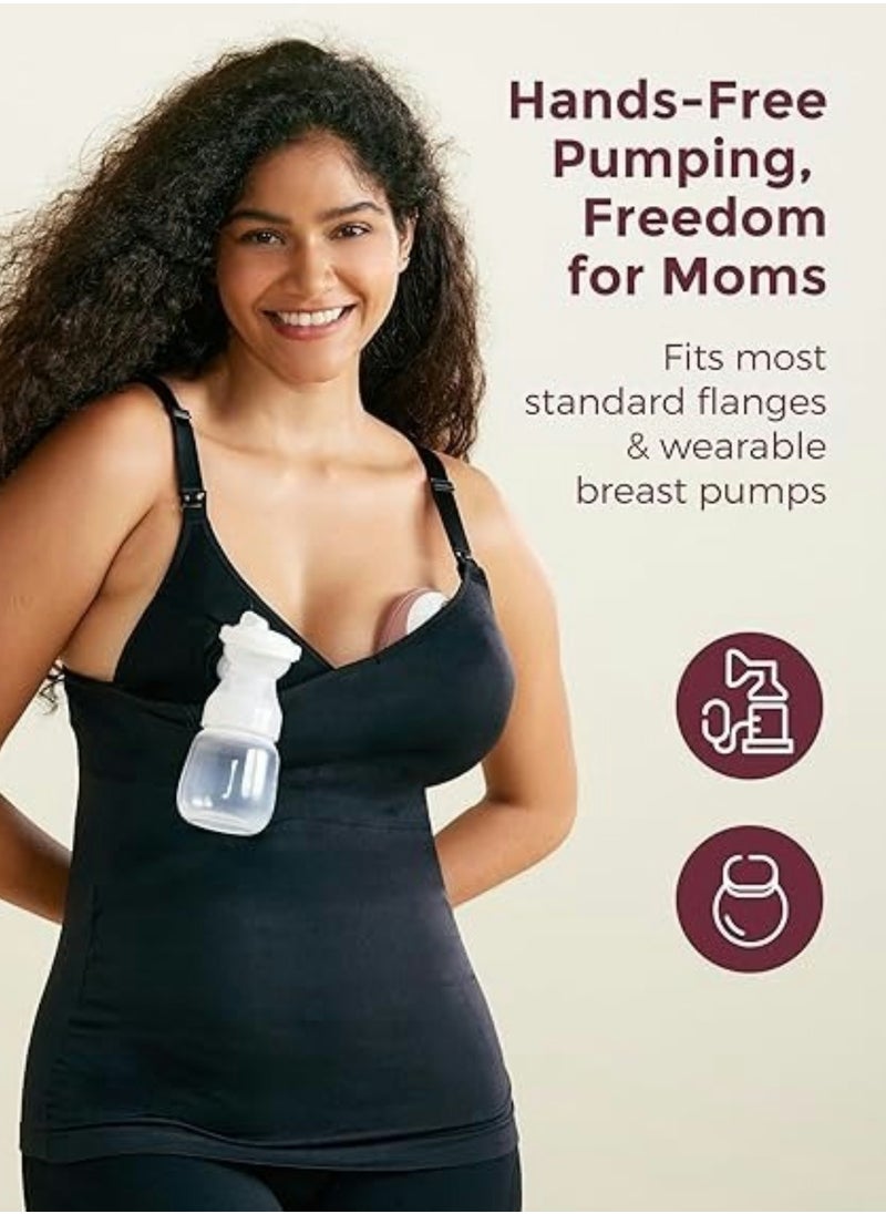 Hands Free Pumping Tank Top, All-in-One Pumping & Nursing Tank Tops with Built-in Bra, Fixed Padding Maternity Cami